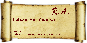 Rehberger Avarka névjegykártya